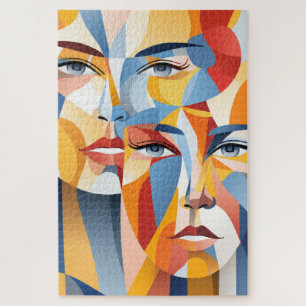 Puzzle Un visage humain abstrait vibrant
