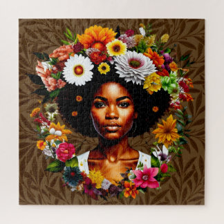 Puzzle Une femme afro-américaine à couronne florale