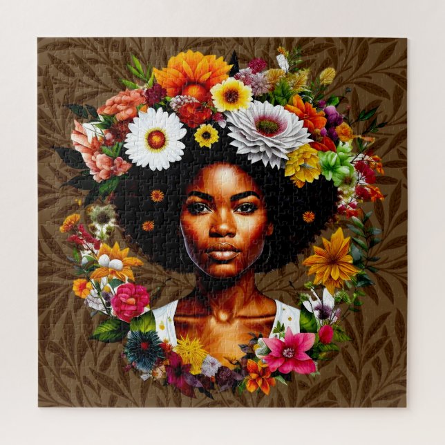Puzzle Une femme afro-américaine à couronne florale (Vertical)