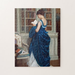 Puzzle Une femme en bleu, lisant un livre