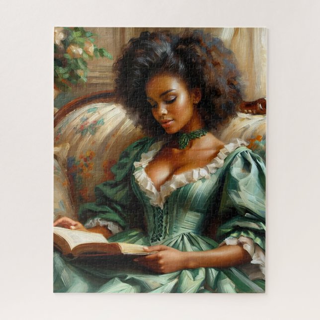 Puzzle Une Femme Noire Lit Un Livre À L'Intérieur (Vertical)
