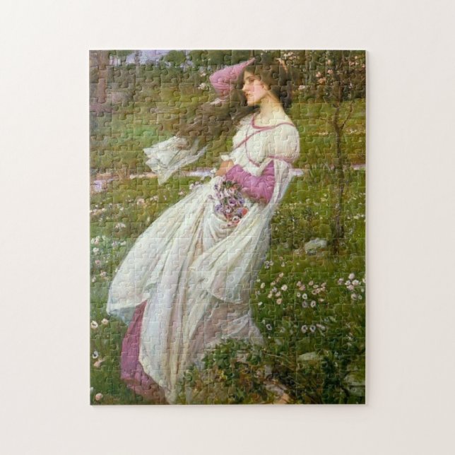 Puzzle Une femme ramasse des fleurs dans le vent (Vertical)
