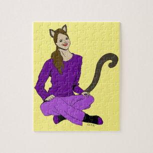 Puzzle une fille chat