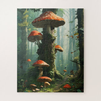 Puzzle une forêt magique, champignons, une forêt mystique