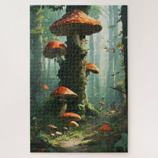 Puzzle une forêt magique, champignons, une forêt mystique