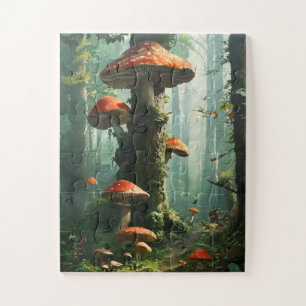 Puzzle une forêt magique, champignons, une forêt mystique