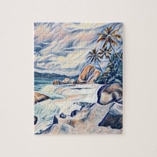 Puzzle Une île tropicale, Plage & Palmiers
