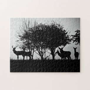 Puzzle Une image de quelques cerfs communs dans la brume