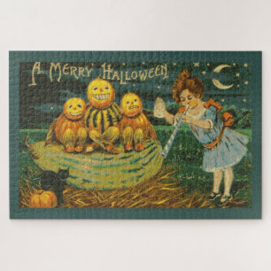 Puzzle Une joyeuse Halloween Citrouilles Vintages