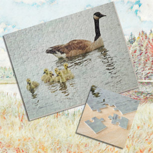 Puzzle Une Oie-Mère et ses Bébés Goslings Nature