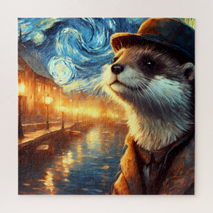 Puzzle Une Otter dans la nuit étoilée