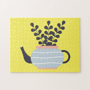Puzzle Une théière moderne simple au pastel plante