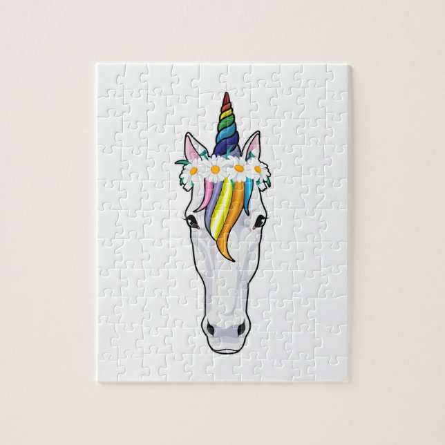 Puzzle Unicorne aux fleurs (Vertical)