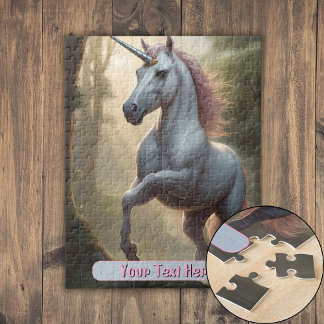 Puzzle Unicorne blanche personnalisée en forêt