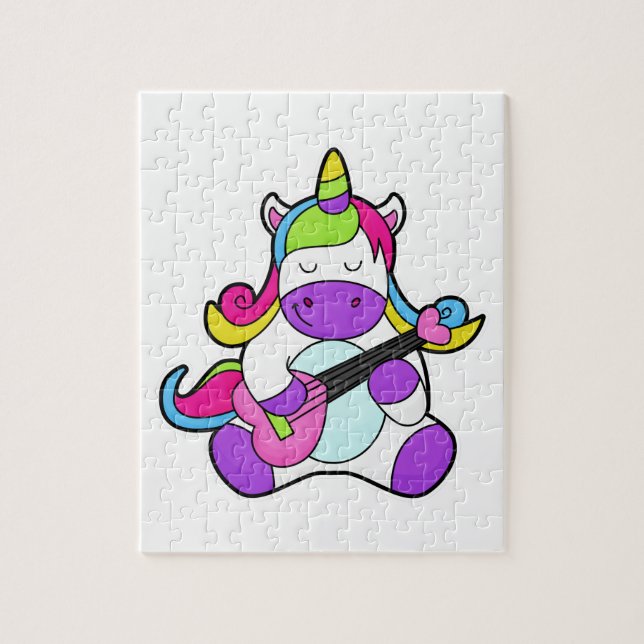 Puzzle Unicorne en tant que musicien avec guitare (Vertical)