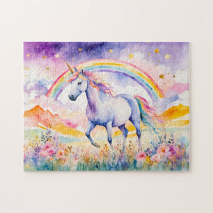 Puzzle Unicorne Enchantée Sous Un Ciel Arc En Ciel