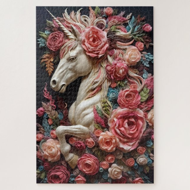 Puzzle Unicorne et Rose (Vertical)