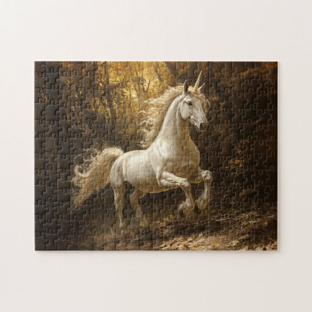 Puzzle Unicorne Qui Traverse La Peinture Forestière (Horizontal)