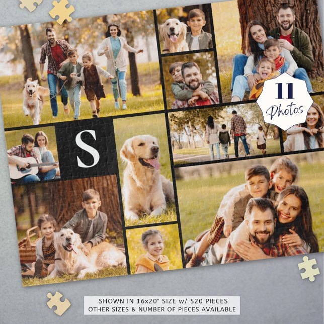 Puzzle Unique 11 Photo Collage Simple Monogramme Noir (Créateur téléchargé)