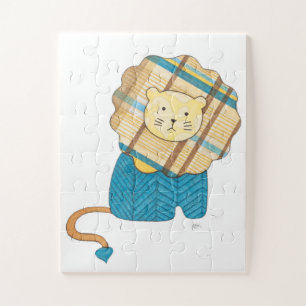 Puzzle Unique Art Puzzle-Sitting Lion #1-Erin Brie Art Ji