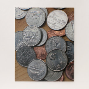 Puzzle - US Coins on Table