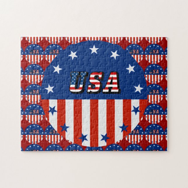 Puzzle USA - Drapeau américain et étoiles en cercle (Horizontal)