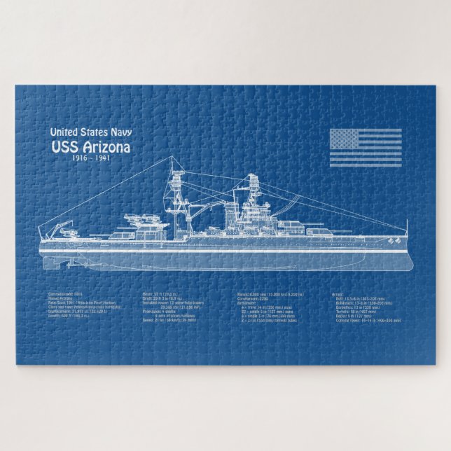 Puzzle USS Arizona - Plan de plan d'expédition ABD (Horizontal)