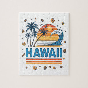 Puzzle Vacances à Hawaï Coucher de soleil 70S Plage
