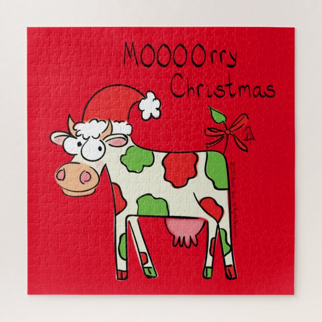 Puzzle Vacances de Noël amusantes pour la vache (Vertical)