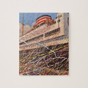 Puzzle Vacances en bateau de croisière vintage; Bon Voyag