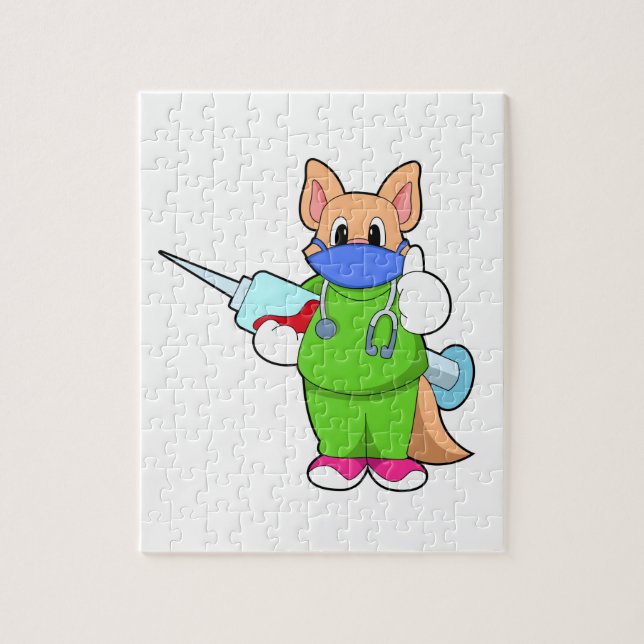 Puzzle Vaccination au chat avec seringue (Vertical)
