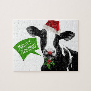Puzzle Vache à Noël - Noël Moory !