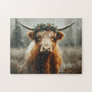 Puzzle Vache des Highlands avec couronne de couronne de N