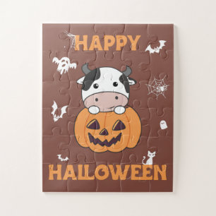 Puzzle Vache En Vaches mignonnes Citrouilles Bonne Hallow