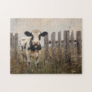 Puzzle Vache laiteuse noire et blanche Style Vintage