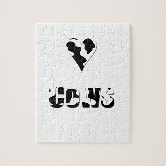 Puzzle Vaches d'amour, coeur en noir et blanc (Vertical)
