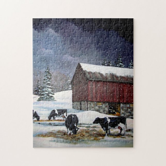 Puzzle Vaches du Holstein dans la basse-cour de Milou : (Vertical)
