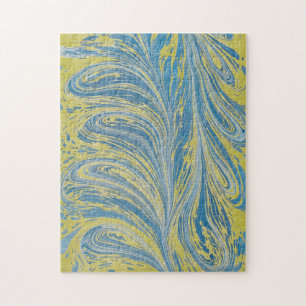 Puzzle Vague Abstraite Bleue Et Or
