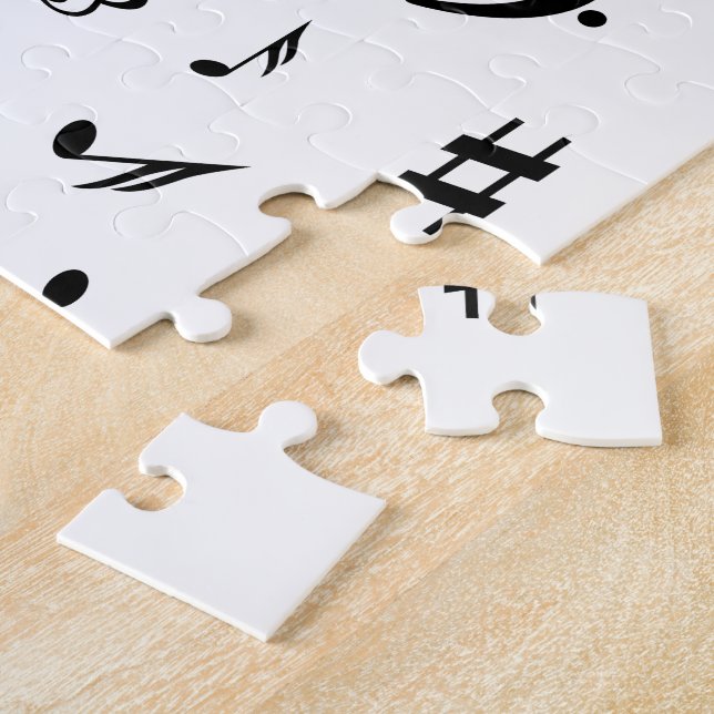 Puzzle Vague élégante de clef triple noire et blanche (Côté)