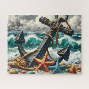 Puzzle Vagues de mer orageuses Ancre