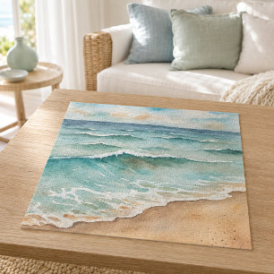 Puzzle Vagues de plage à l'aquarelle sereine - Vibrations