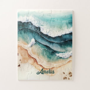 Puzzle Vagues marines de plage personnalisées Vagues côti