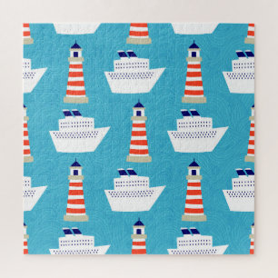 Puzzle Vagues nautiques : Motif de croiseur de phare.