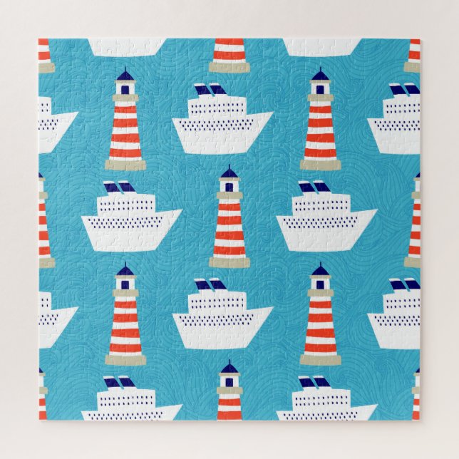 Puzzle Vagues nautiques : Motif de croiseur de phare. (Vertical)