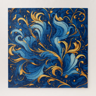 Puzzle Vagues royales de fantaisie Tourbillons de bleu et