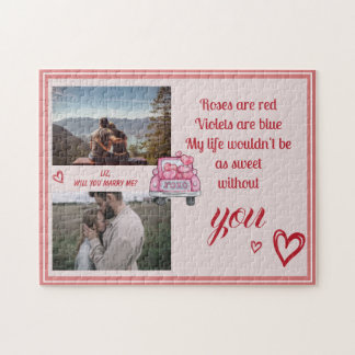 Puzzle Valentine Poème Mariage Proposition XO Heart Photo