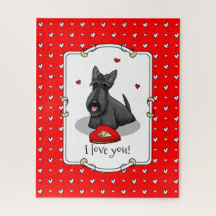 Puzzle Valentine's Day (red) Scottie Dog (black) Cute
