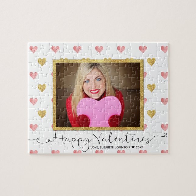 Puzzle Valentines Jour Parties scintillant Coeur Script P (Horizontal)