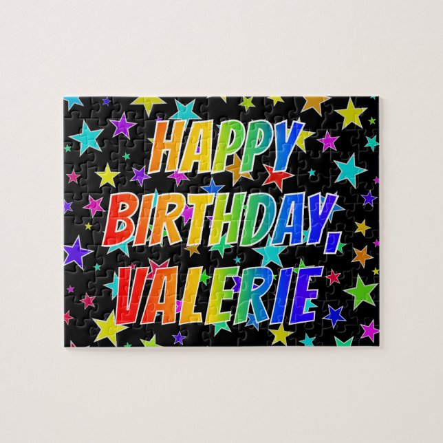 Puzzle "VALERIE" Prénom, amusant "HEUREUX ANNIVERSAIRE" (Horizontal)