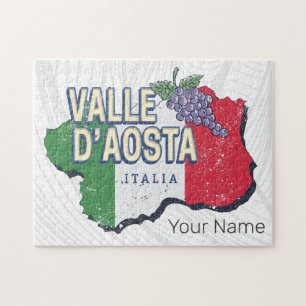 Puzzle Vallée d'Aoste Italie Carte Carte Souvenir Vintage